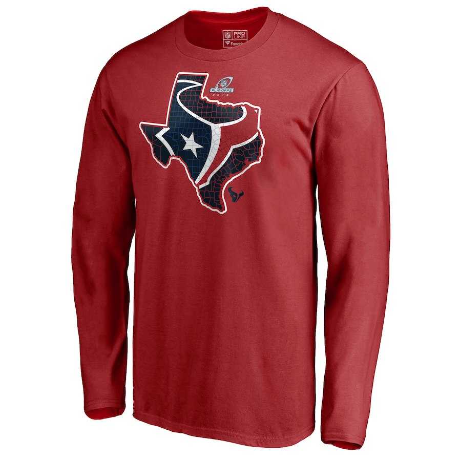 Men's Texans Red 2018 NFL Playoffs Long Sleeve T-Shirt,We sell and wholesale Men's Texans Red 2018 NFL Playoffs Long Sleeve T-Shirt on line form chian!